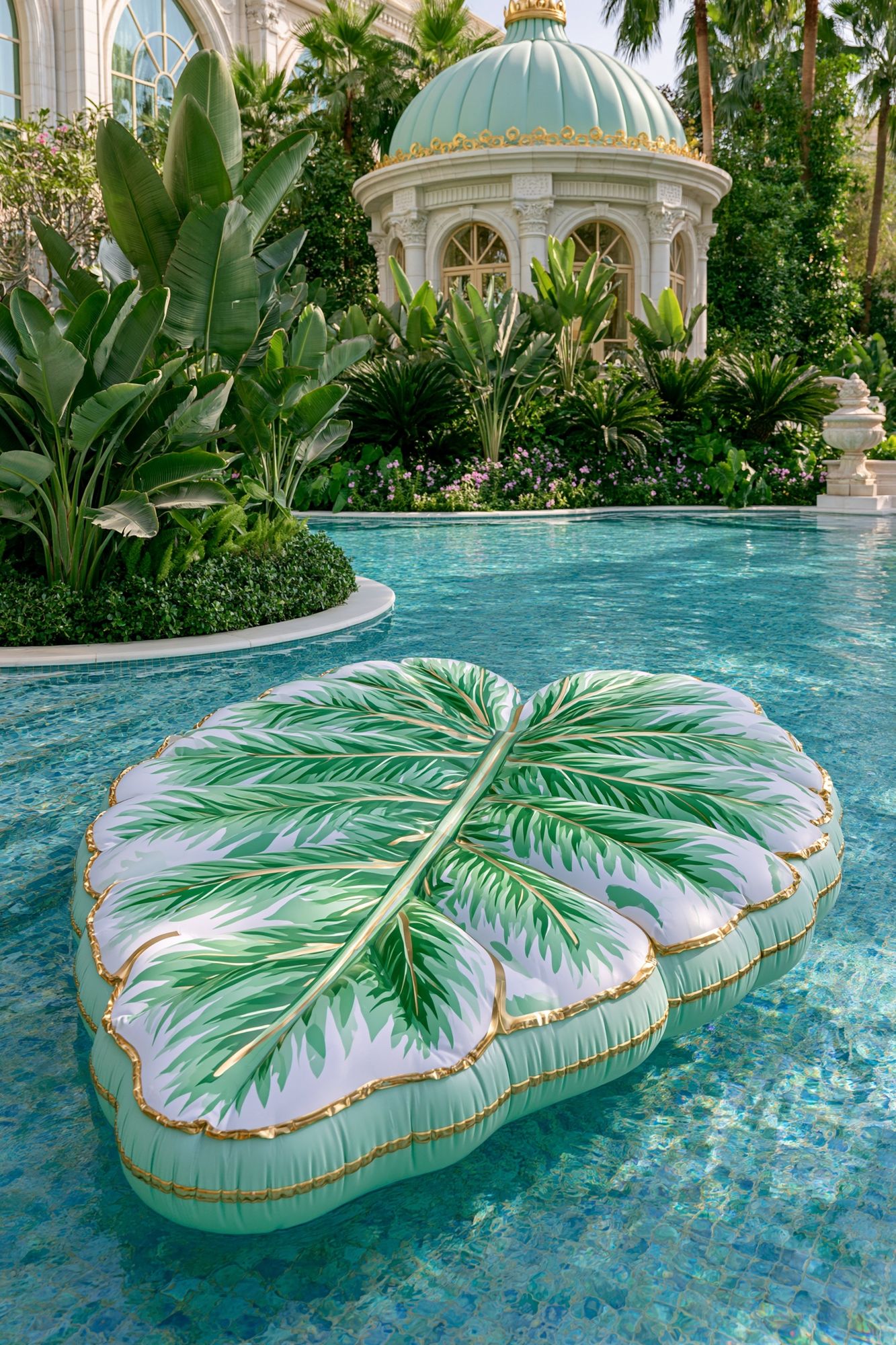 Tropical Poolside Pavilion Photography Poster. poster detail
