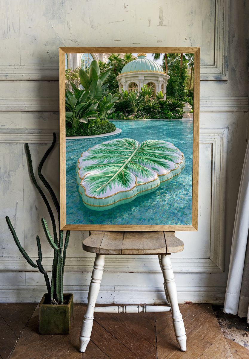 Tropical Poolside Pavilion Photography Poster. — room view 1