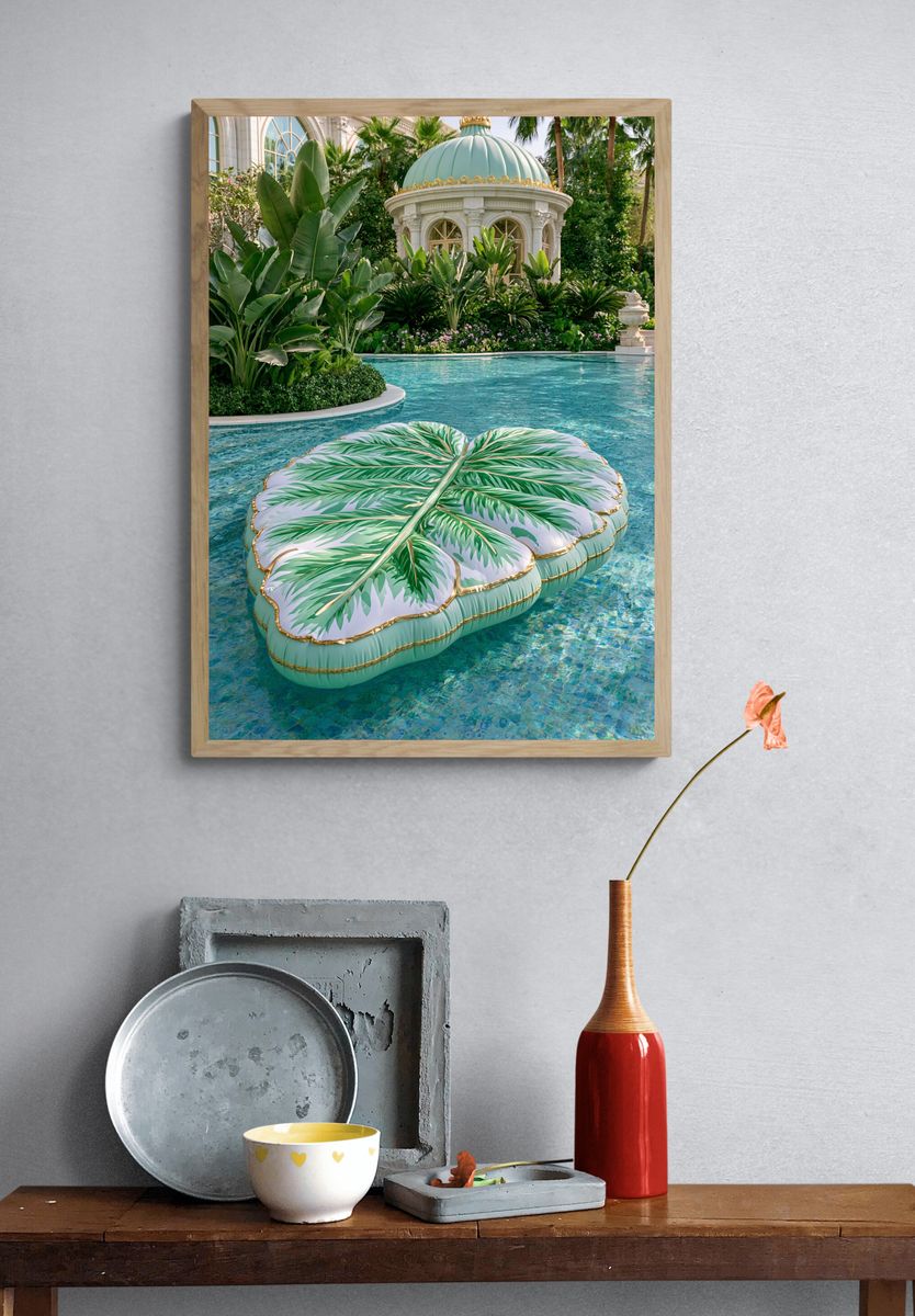 Tropical Poolside Pavilion Photography Poster. — room view 3