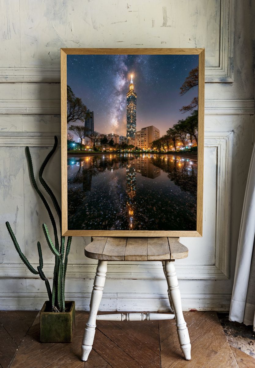 Taipei 101 Night Skyline Poster. room preview