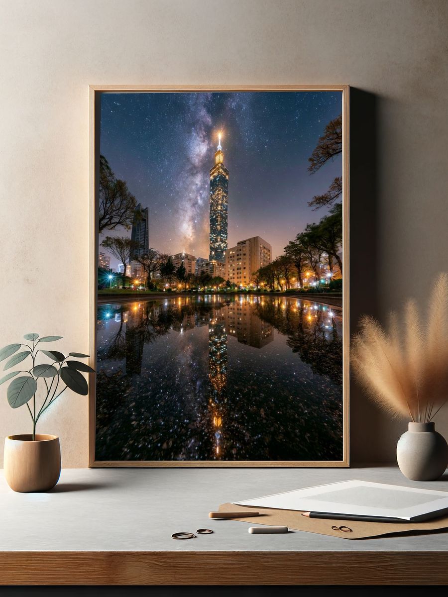 Taipei 101 Night Skyline Poster. — room view 2