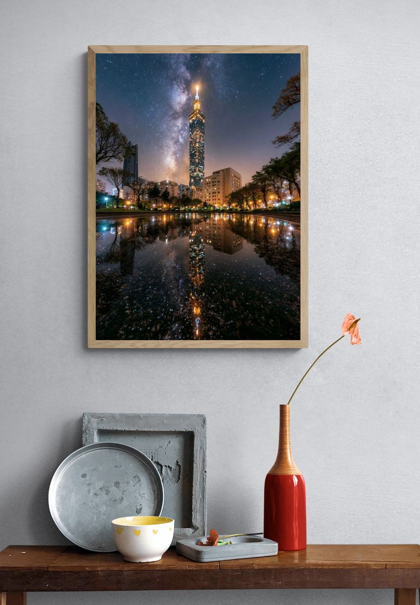 Taipei 101 Night Skyline Poster. — room view 3