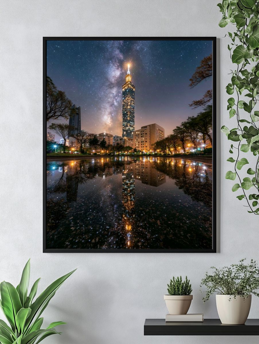 Taipei 101 Night Skyline Poster. — room view 4