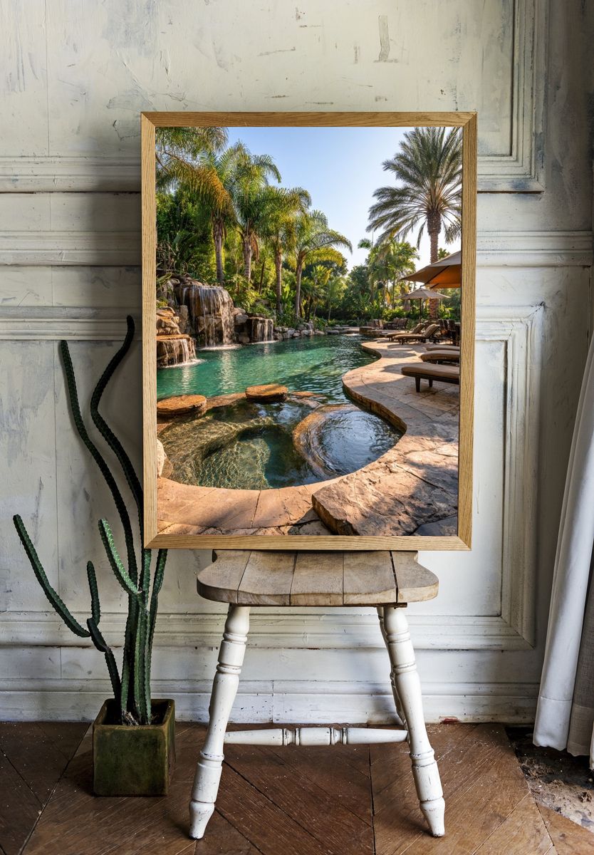 Tropical Pool Oasis Photography Poster. room preview