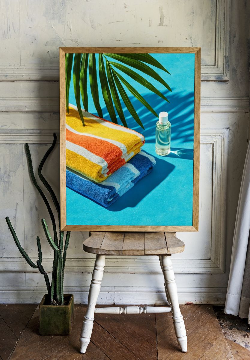 Tropical Poolside Still Life Print. — room view 1