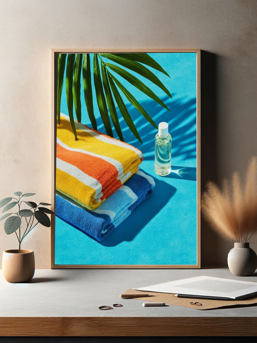 Tropical Poolside Still Life Print. — room view 2