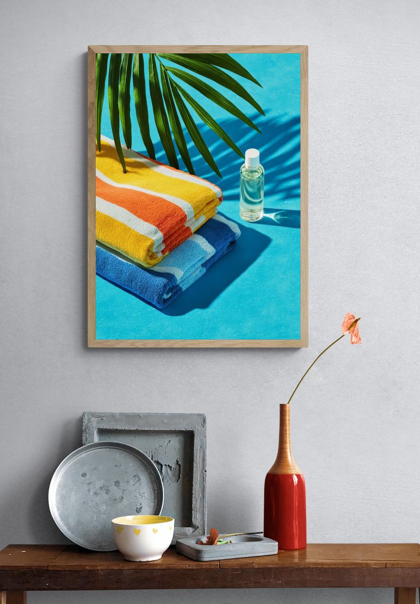 Tropical Poolside Still Life Print. — room view 3