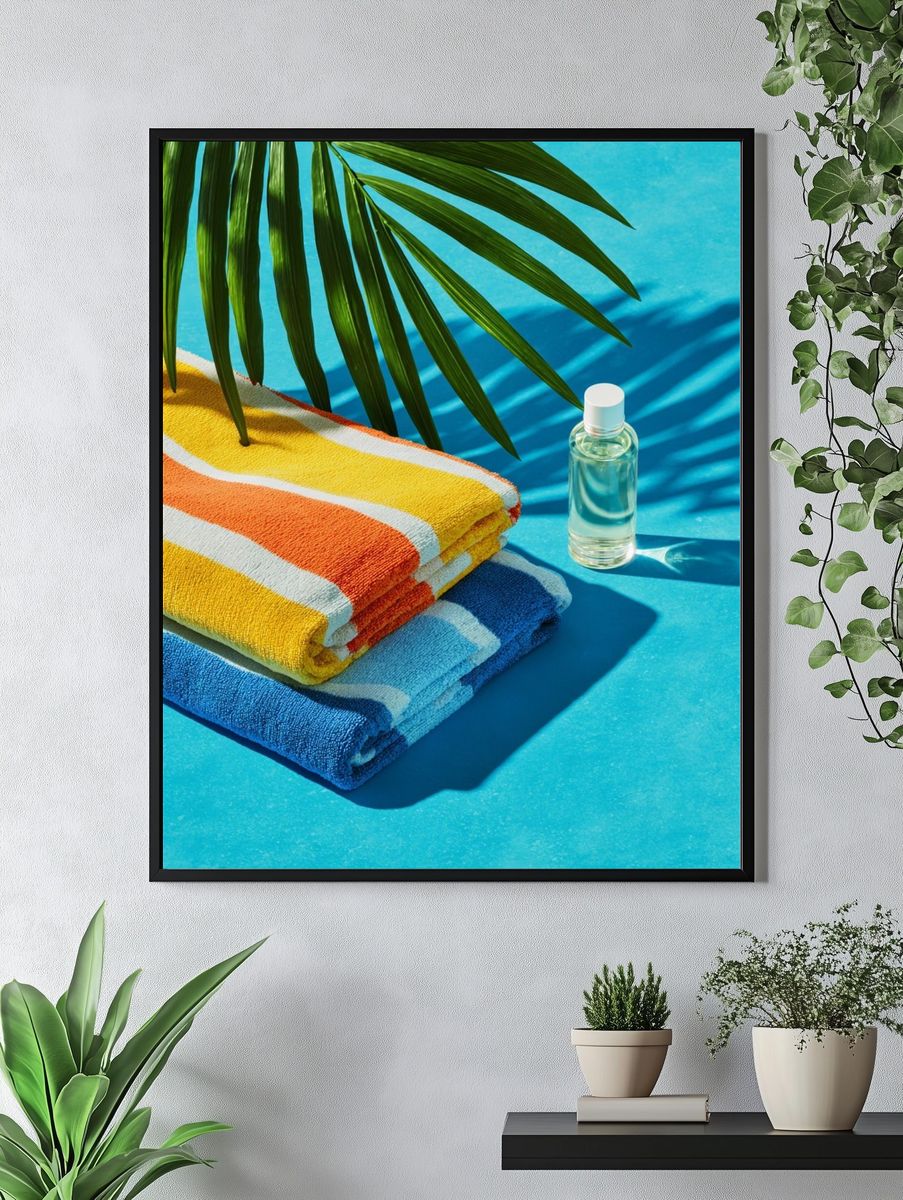 Tropical Poolside Still Life Print. — room view 4