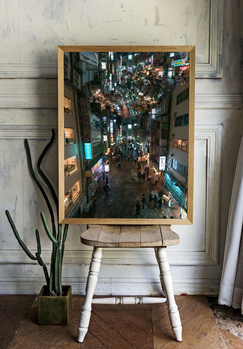 Tokyo Neon Alley Photography Poster. room preview