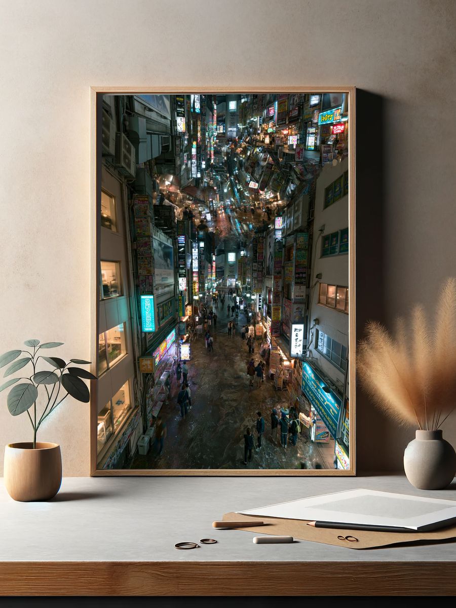 Tokyo Neon Alley Photography Poster. — room view 2