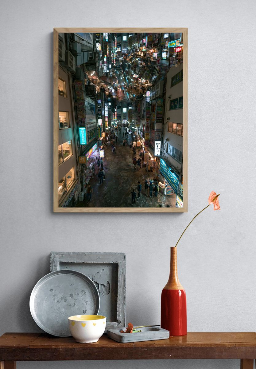 Tokyo Neon Alley Photography Poster. — room view 3
