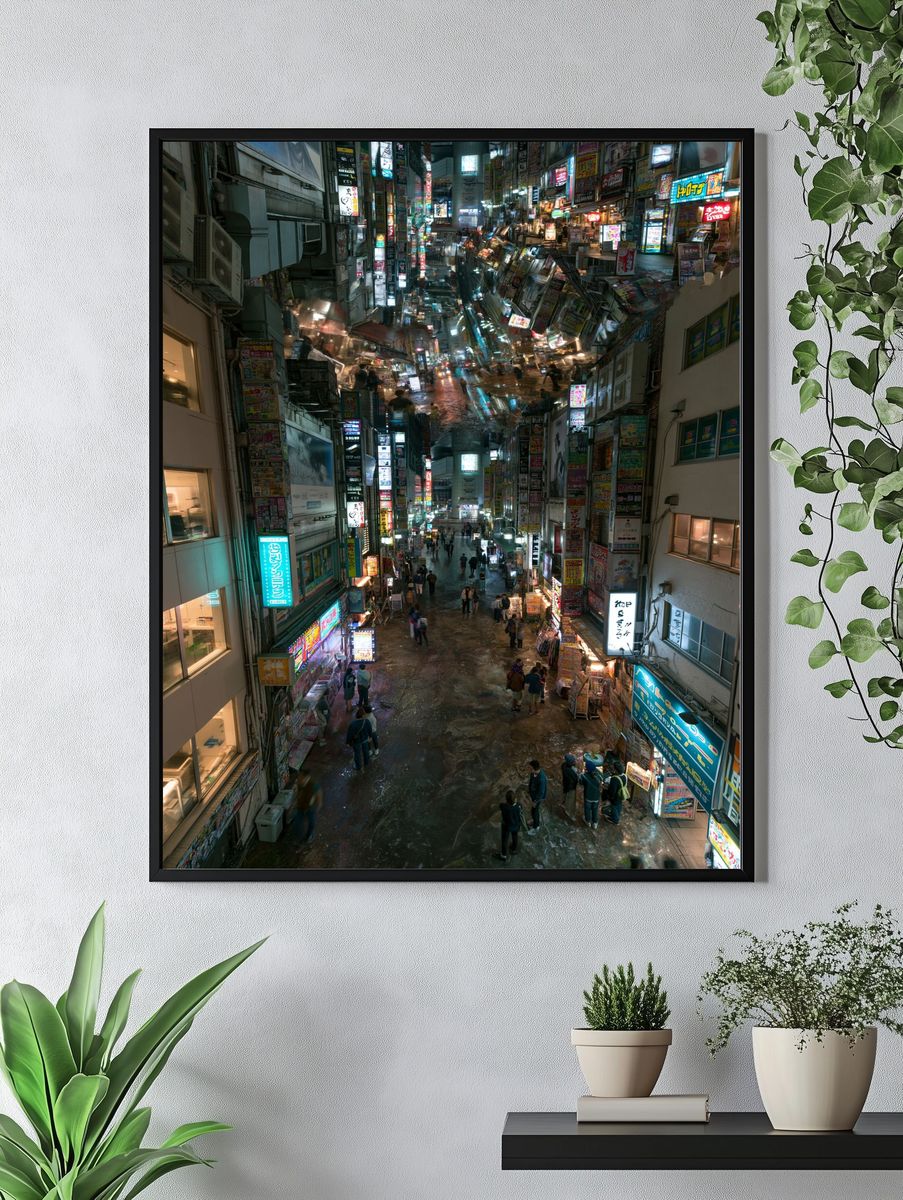 Tokyo Neon Alley Photography Poster. — room view 4