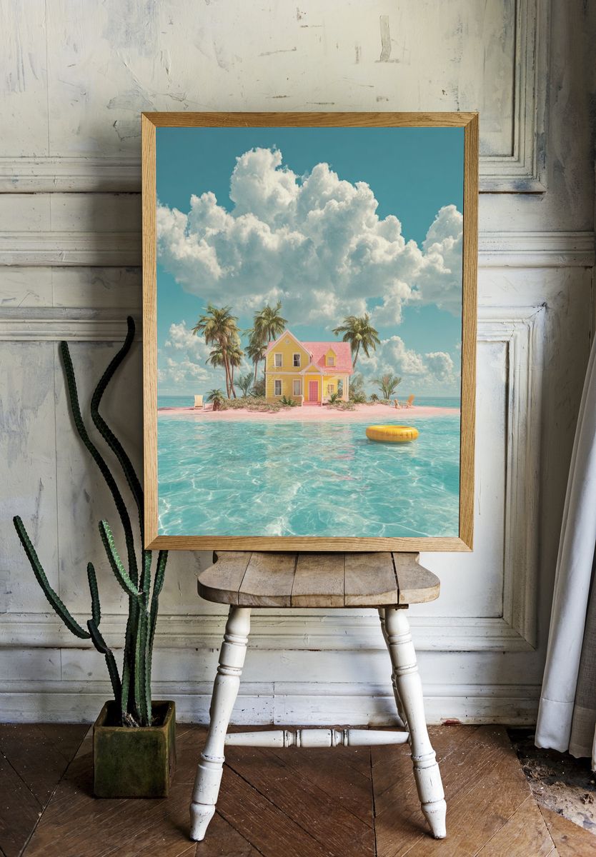 Tropical Paradise House — Illustration Print. — room view 1