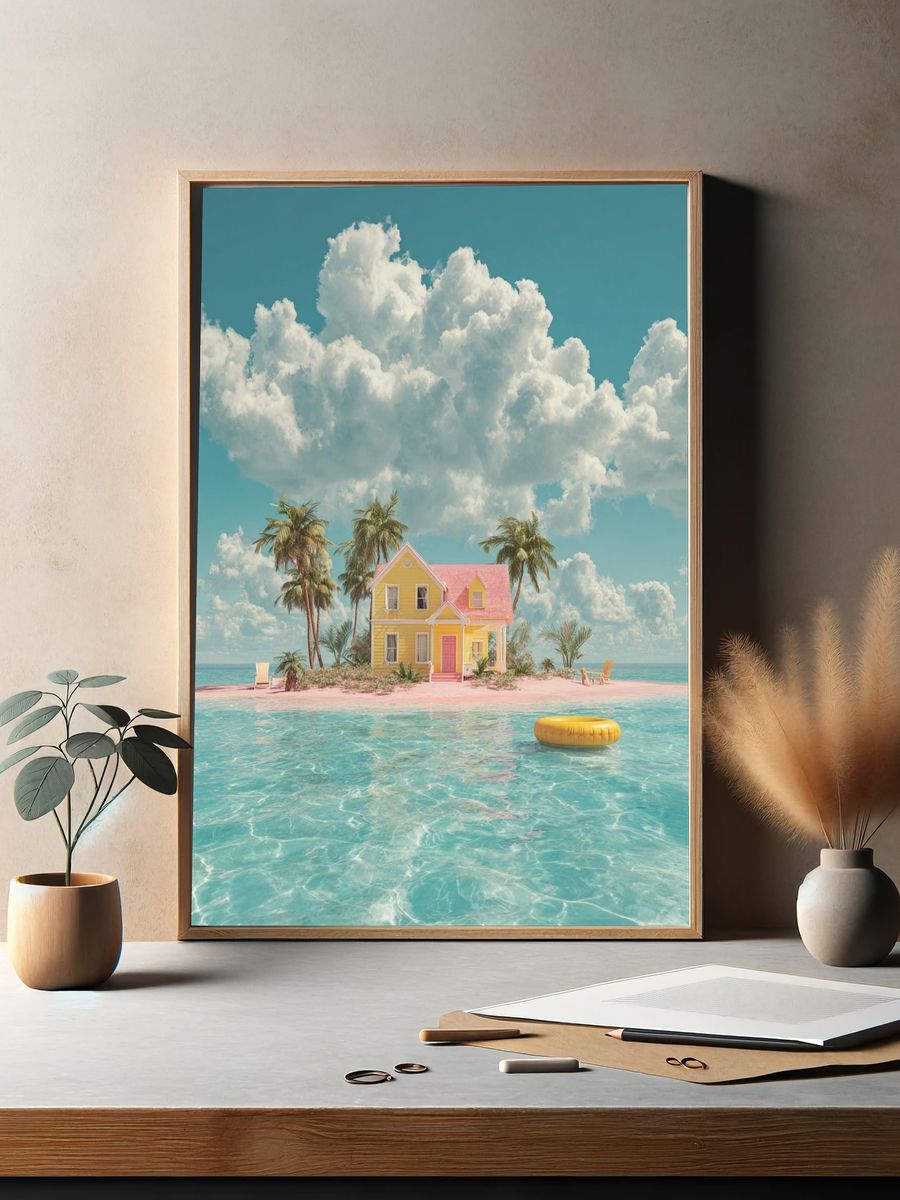 Tropical Paradise House — Illustration Print. — room view 2