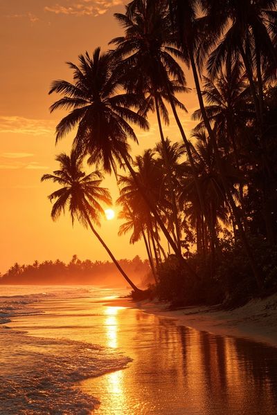 Tropical Palm Sunset Photography Poster.