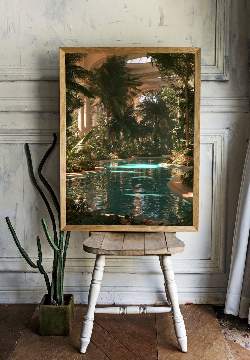 Tropical Indoor Pool Photography Poster. — room view 1