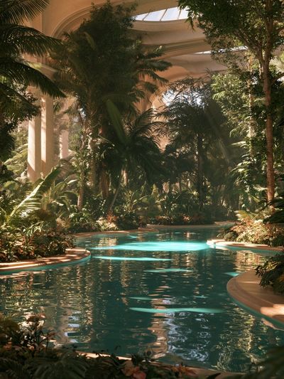 Tropical Indoor Pool Photography Poster. poster