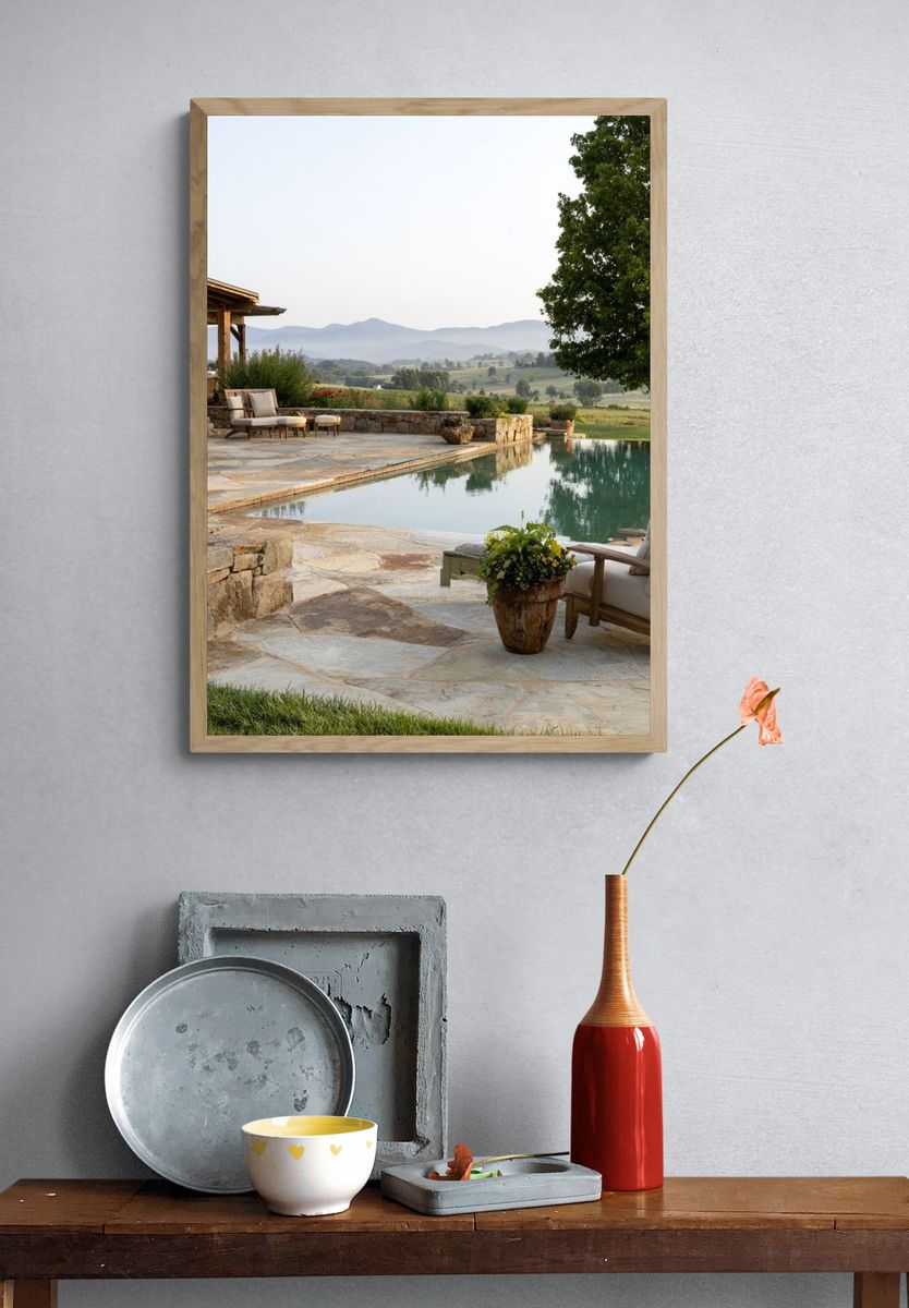 Tuscan Pool Terrace Photography Poster. — room view 3
