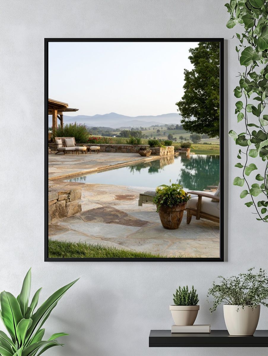 Tuscan Pool Terrace Photography Poster. — room view 4