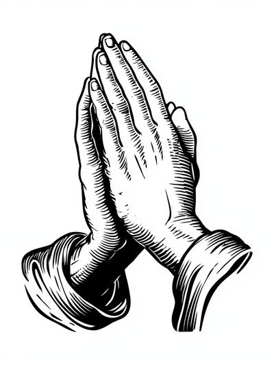 Praying Hands Line Art Poster.