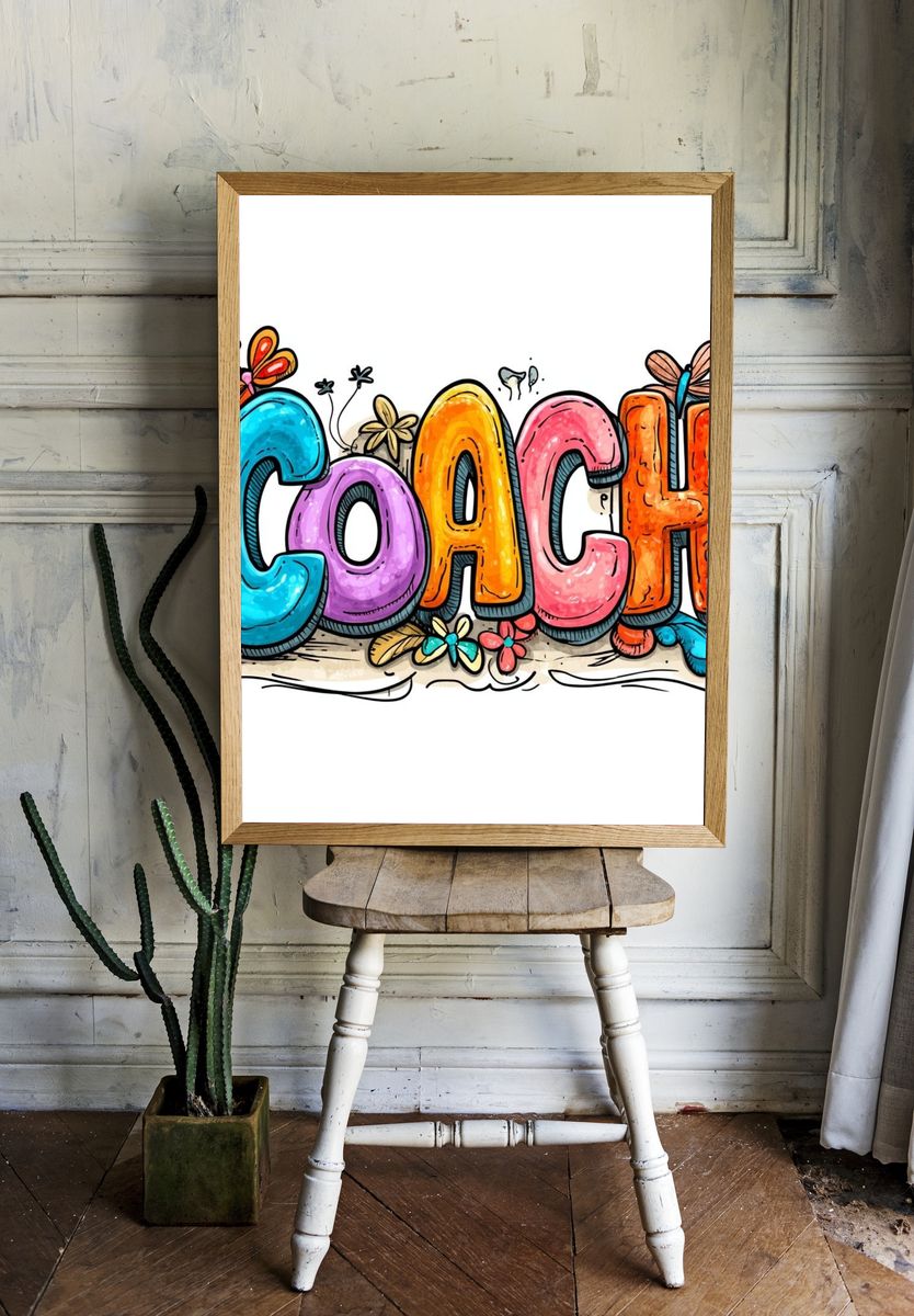 Coach Typography Poster room preview