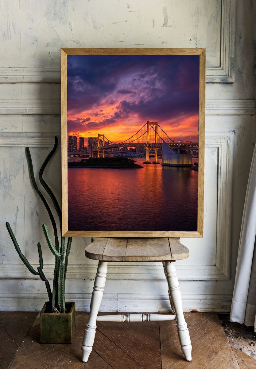 Tokyo Rainbow Bridge Sunset Print. — room view 1