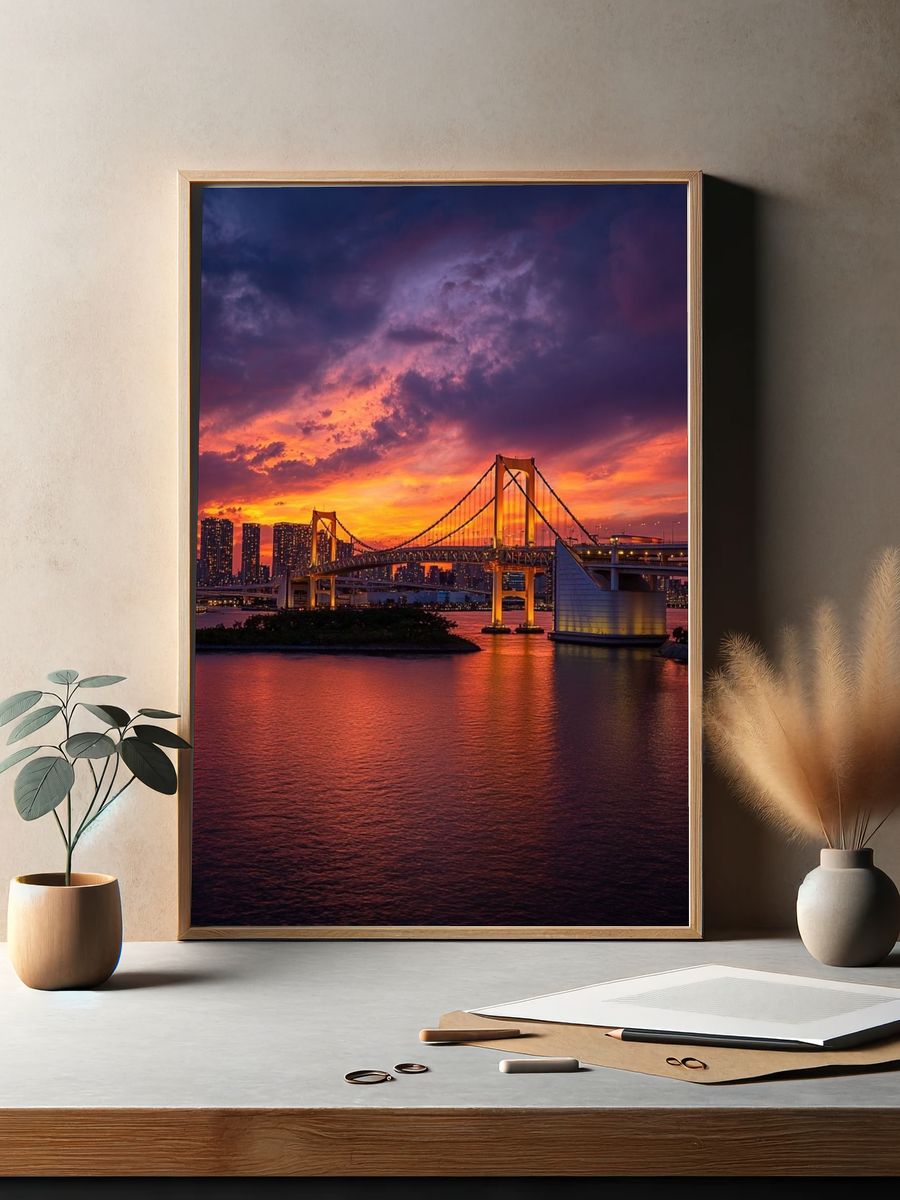 Tokyo Rainbow Bridge Sunset Print. — room view 2