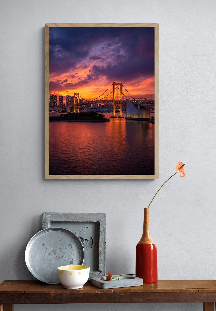 Tokyo Rainbow Bridge Sunset Print. — room view 3