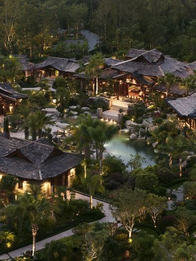 Tropical Resort at Dusk Photography Poster.