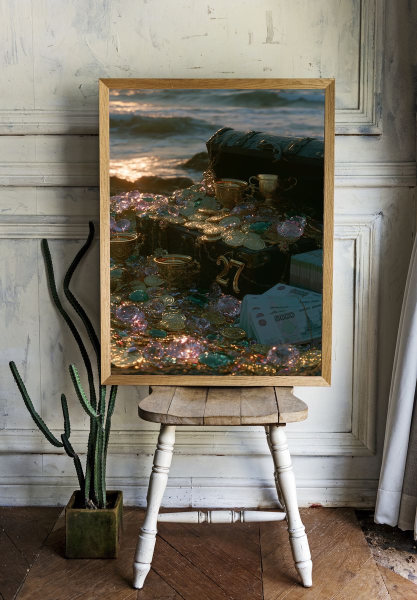 Sunlit Treasure Chest Photography Poster. — room view 1