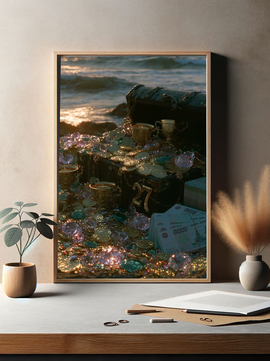 Sunlit Treasure Chest Photography Poster. — room view 2