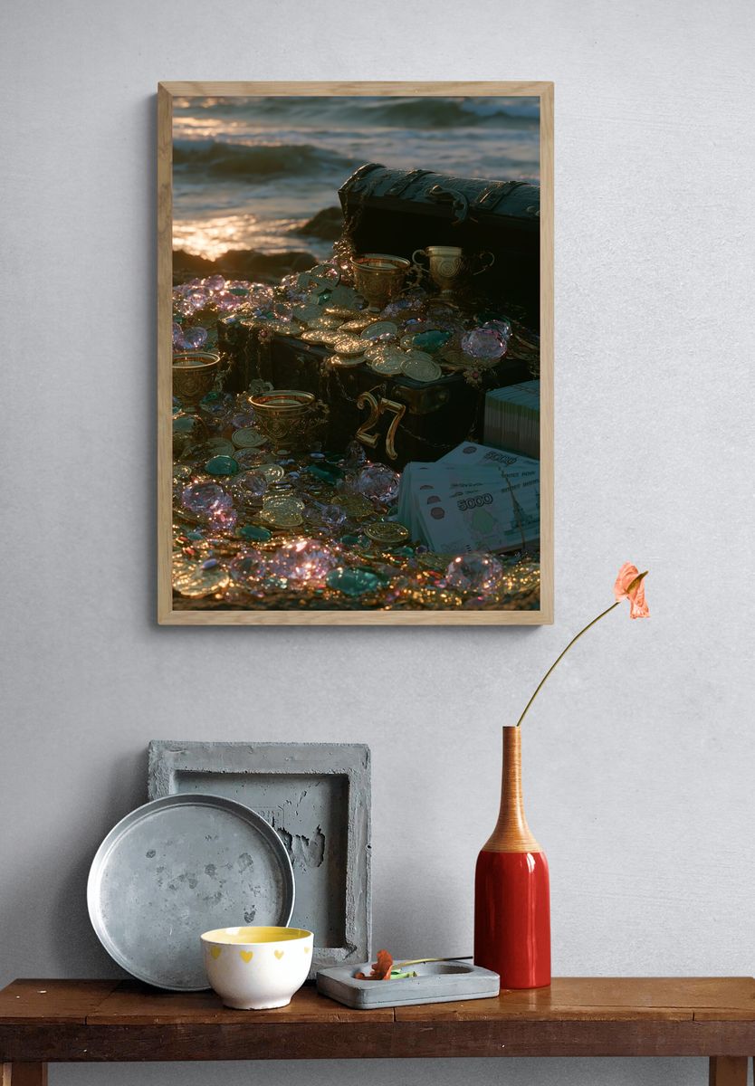 Sunlit Treasure Chest Photography Poster. — room view 3