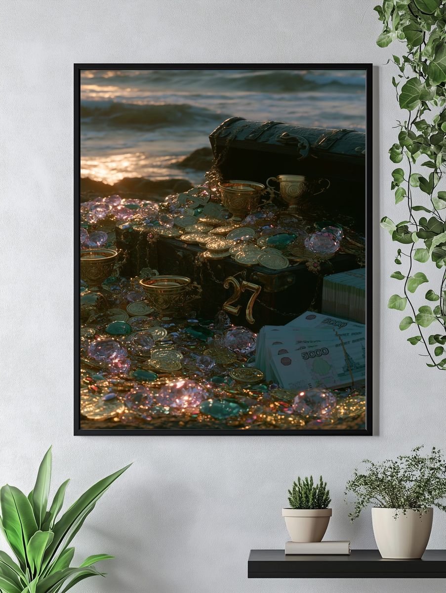 Sunlit Treasure Chest Photography Poster. — room view 4