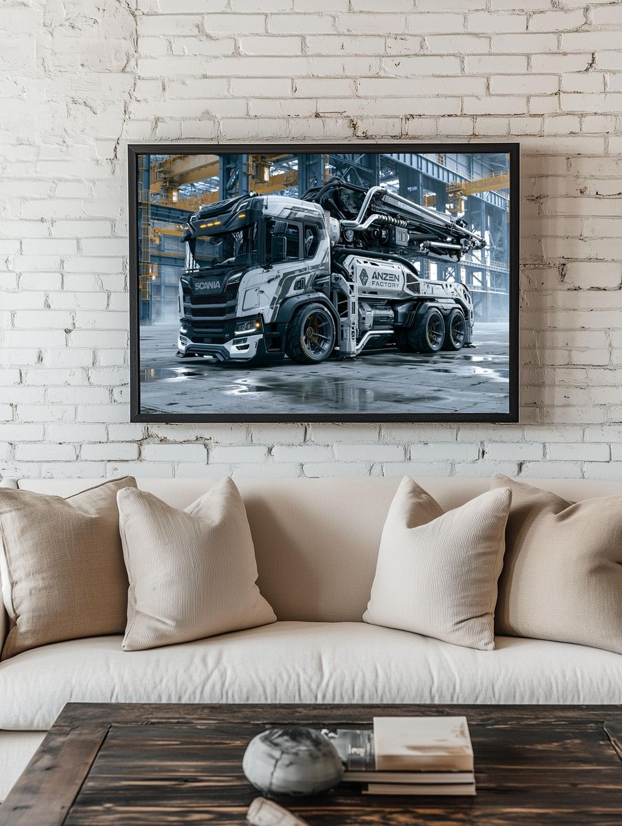 Industrial Truck in Factory Poster. — room view 1