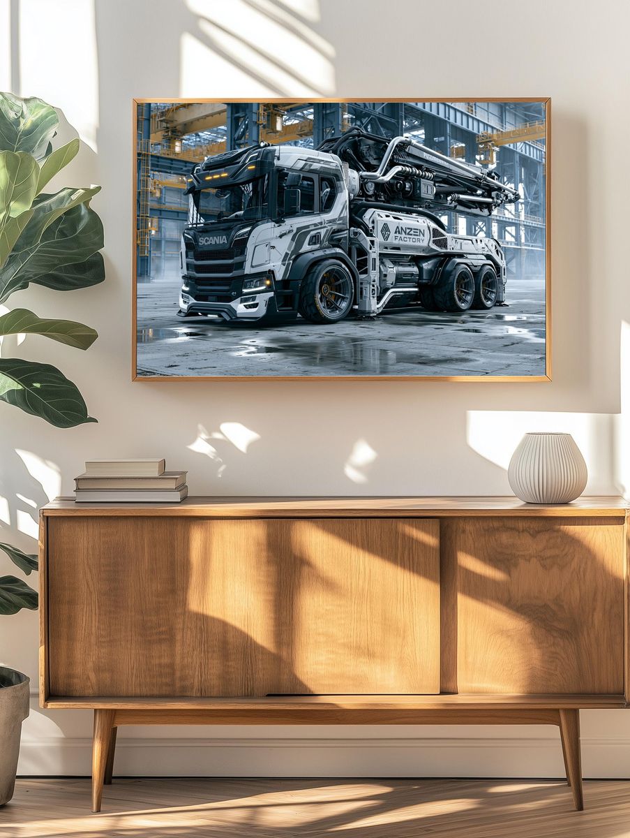 Industrial Truck in Factory Poster. — room view 3
