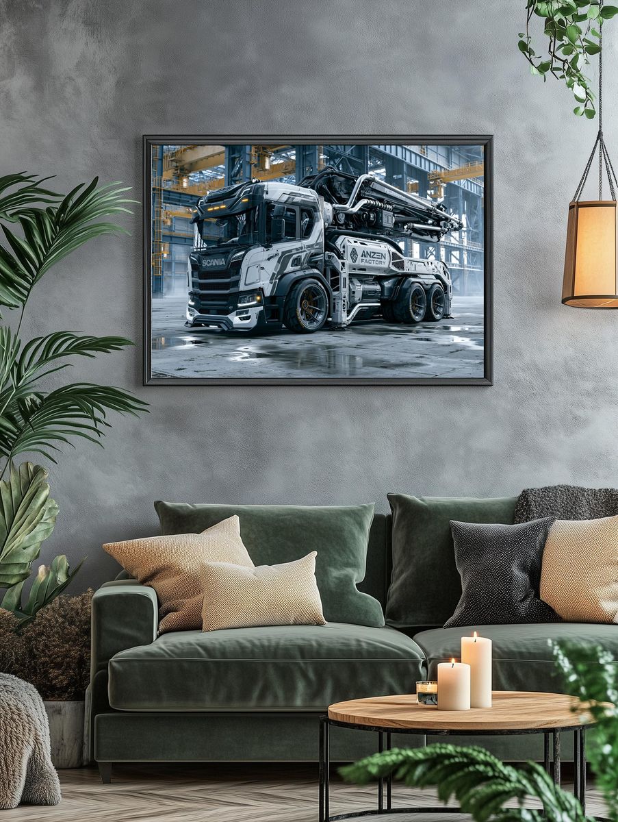 Industrial Truck in Factory Poster. — room view 4