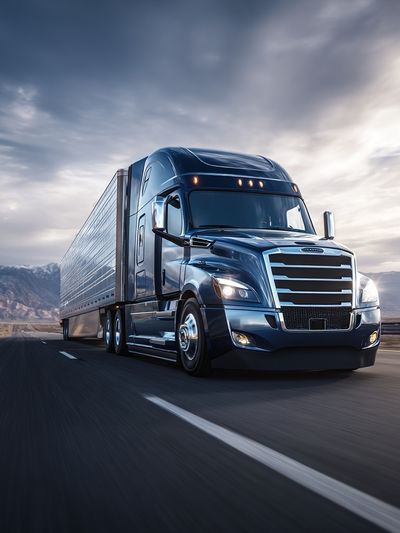 Semi Truck Highway Photography Poster.