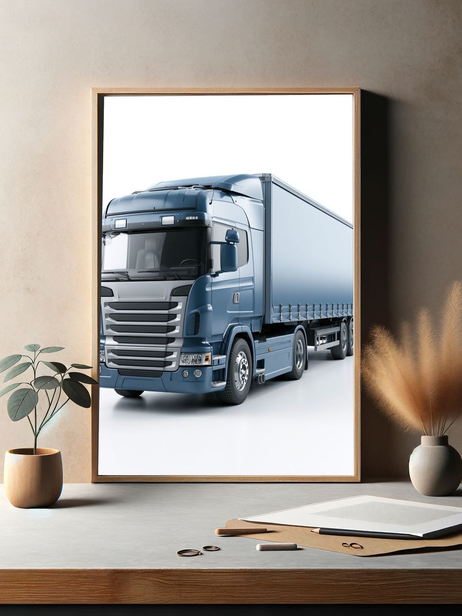 Blue Semi Truck Photography Poster. — room view 2