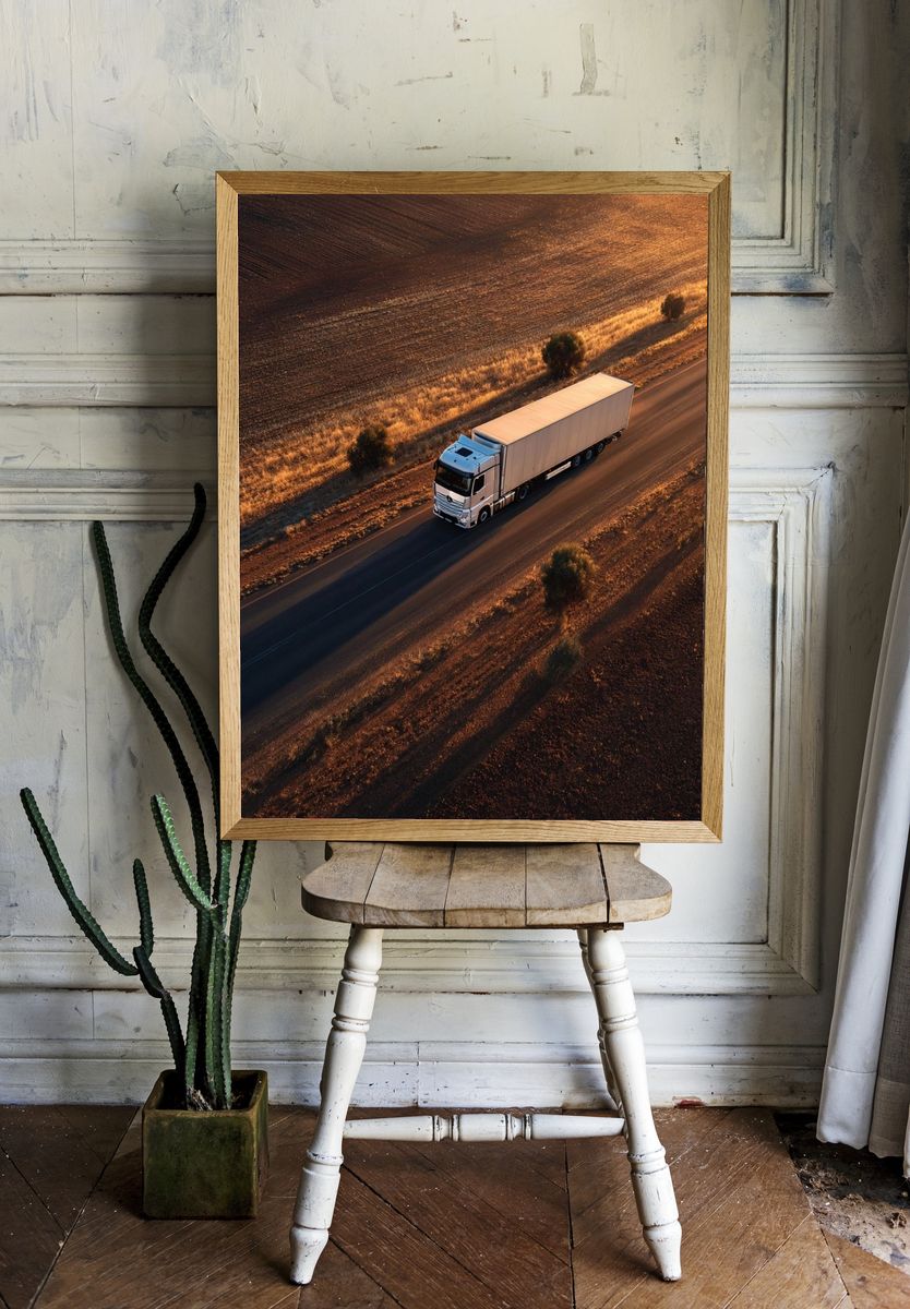 Truck on Open Road — Photography Print. — room view 1