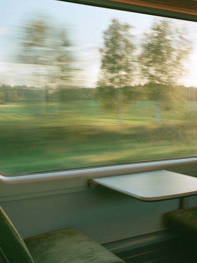 Train Window Landscape Photography Poster.