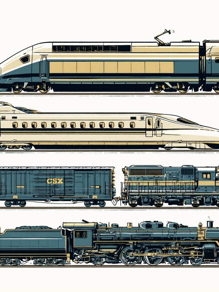 Vintage Trains Illustration Poster. poster detail