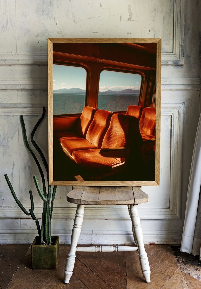 Sunlit Train Interior Photography Poster. — room view 1