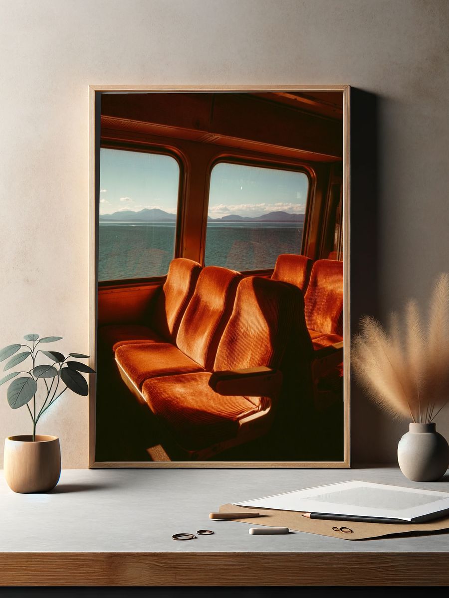 Sunlit Train Interior Photography Poster. — room view 2