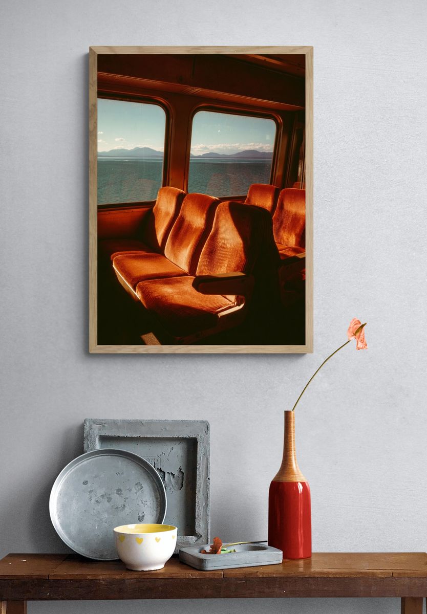 Sunlit Train Interior Photography Poster. — room view 3