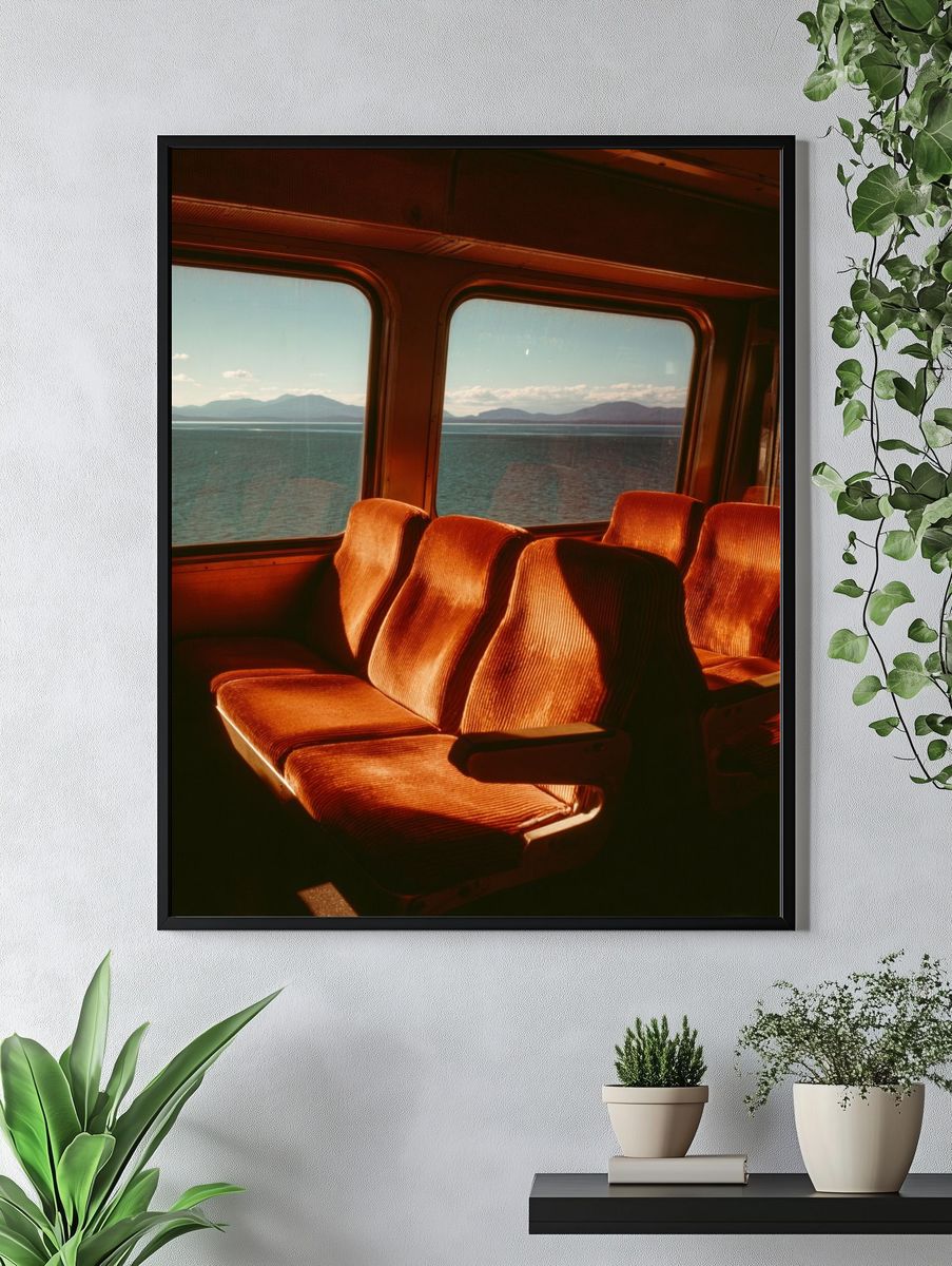 Sunlit Train Interior Photography Poster. — room view 4
