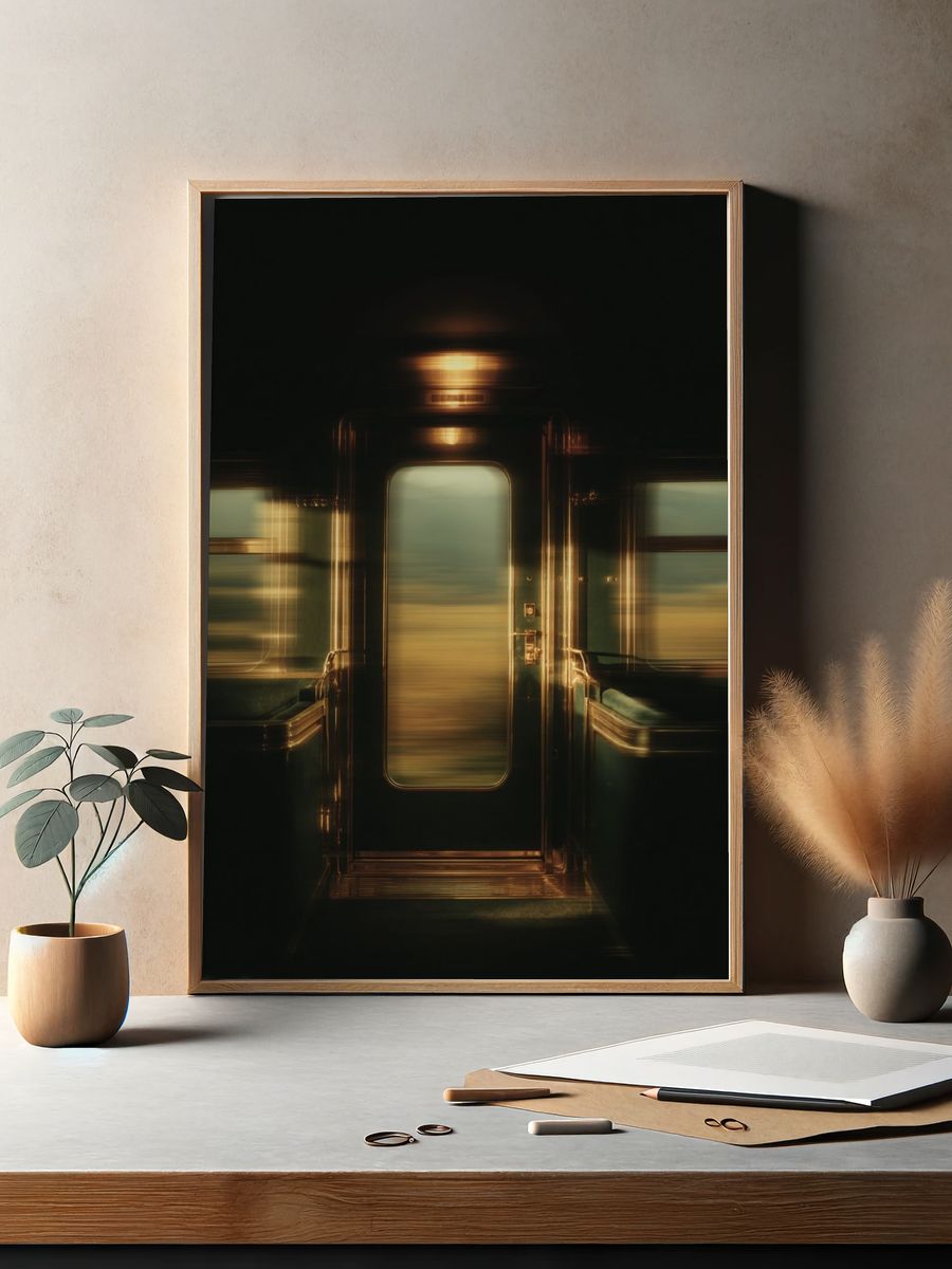 Vintage Train Car Interior Poster. — room view 2