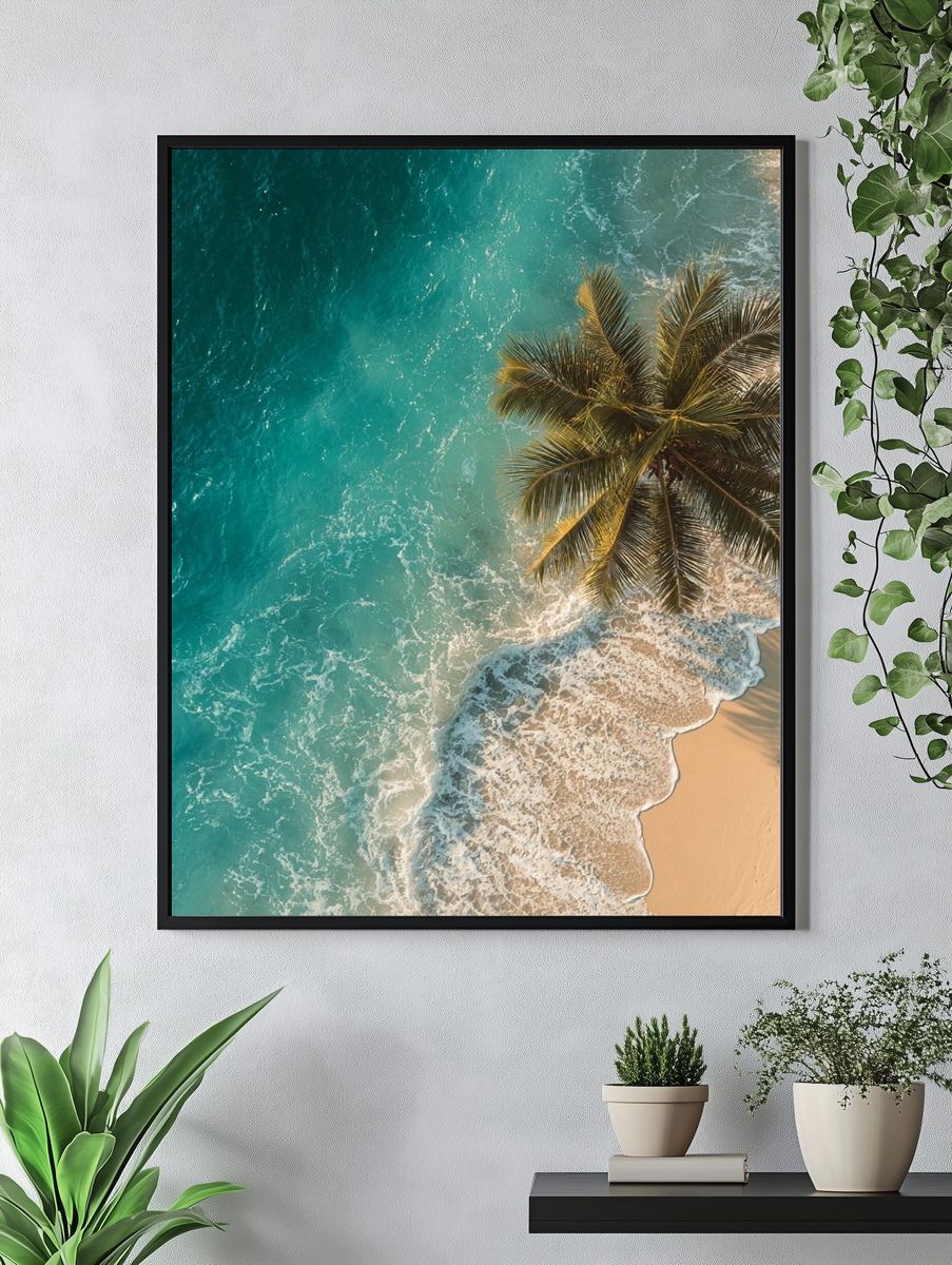 Tropical Shoreline Aerial Photography Poster. — room view 4