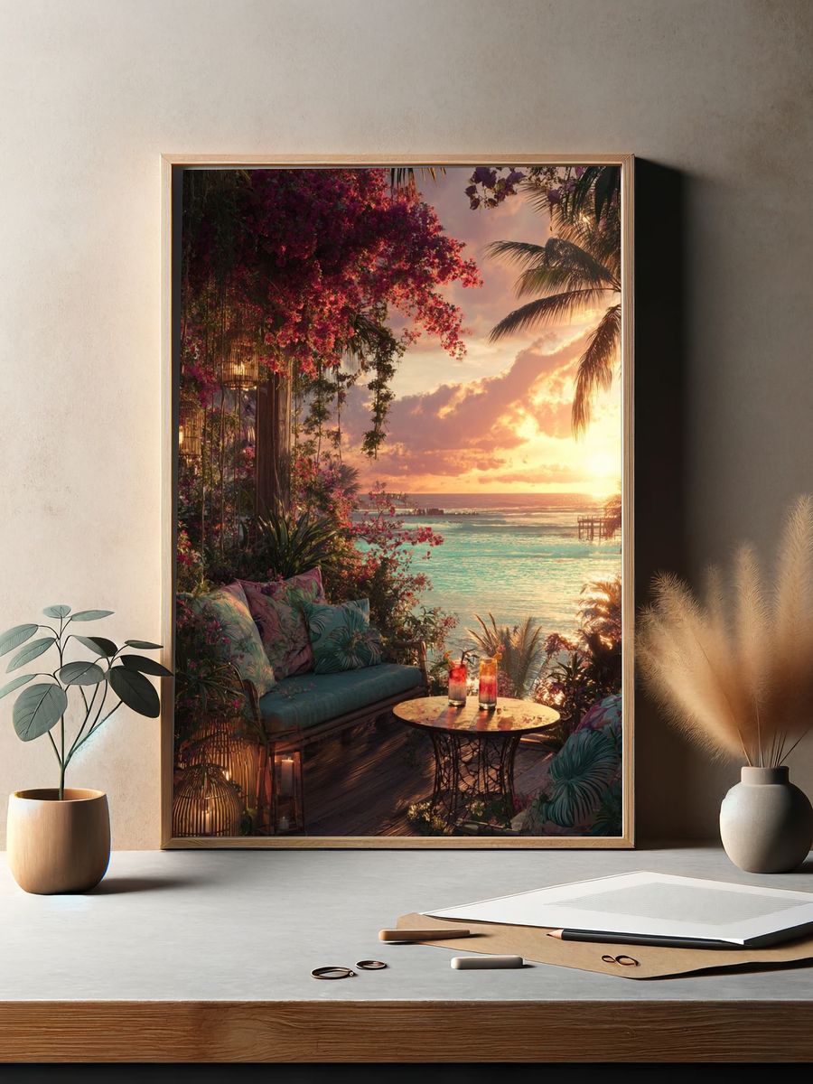 Tropical Sunset Retreat — Nature Print. — room view 2