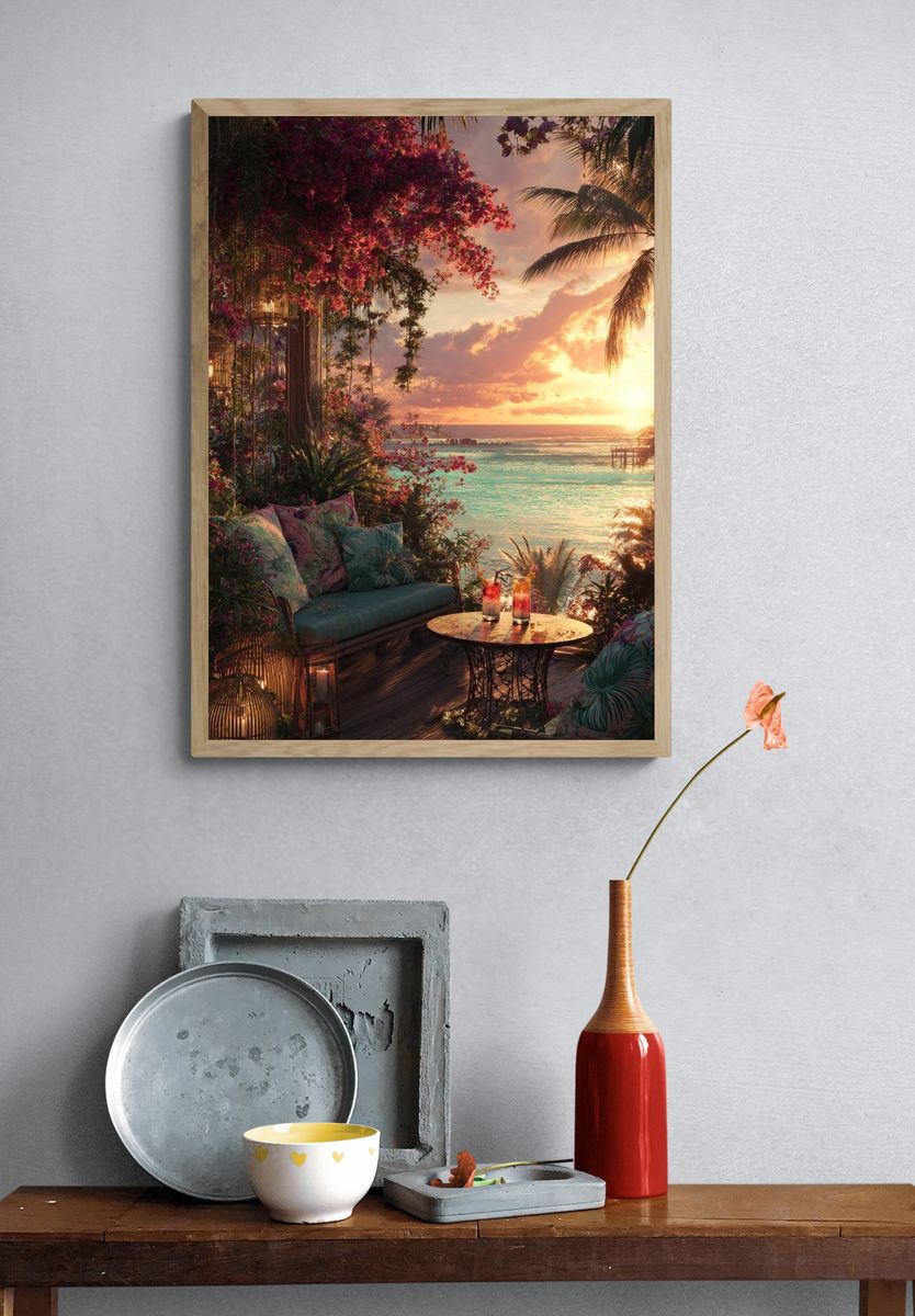 Tropical Sunset Retreat — Nature Print. — room view 3