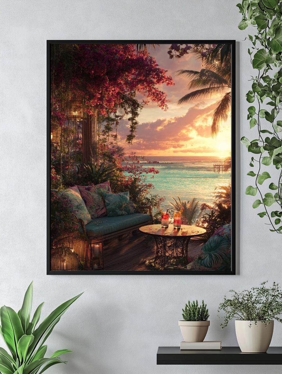 Tropical Sunset Retreat — Nature Print. — room view 4
